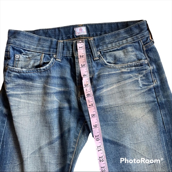 AG Distressed Straight Leg Button Fly Jeans with S925 Rivet. Made in USA - Picture 6 of 10